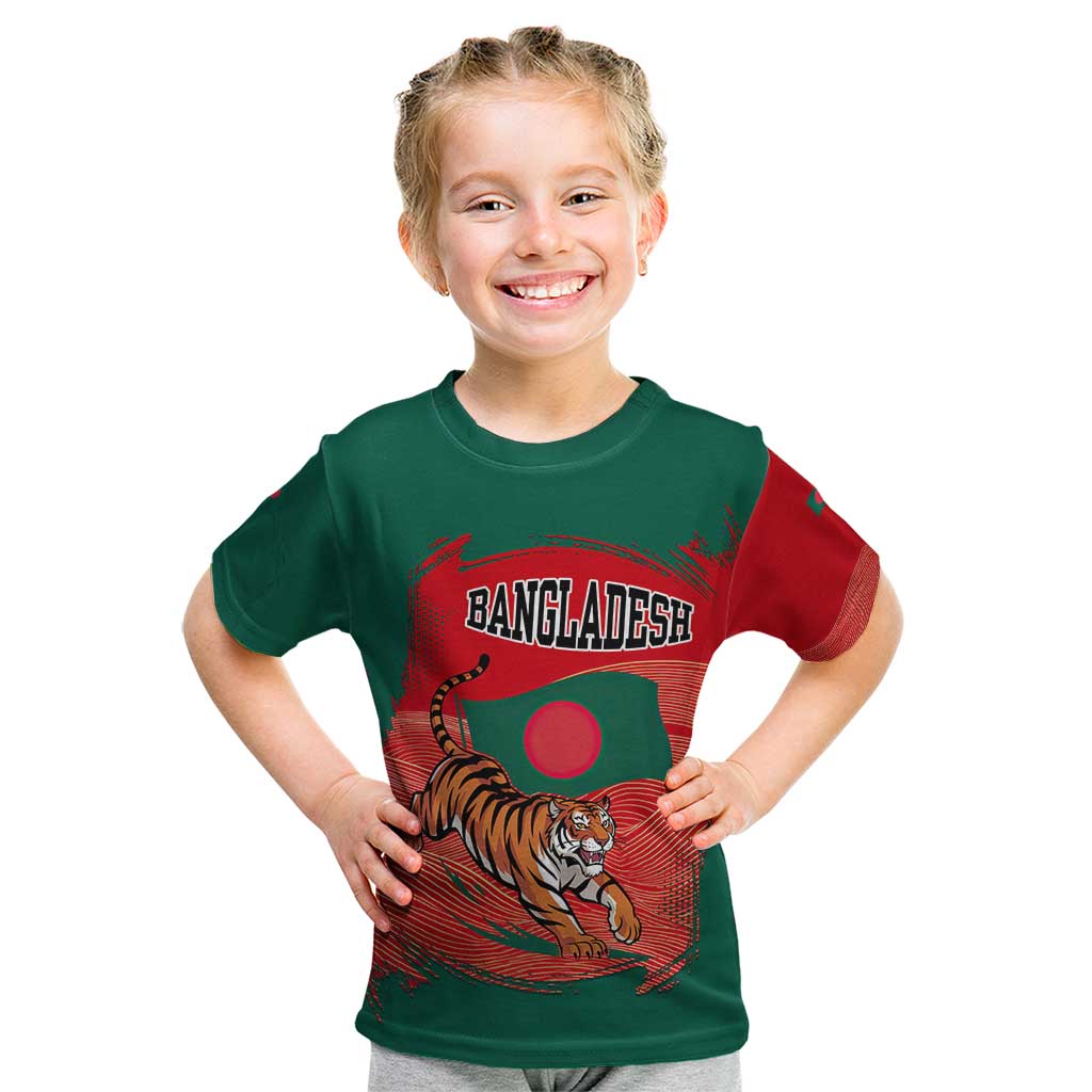 Bangladesh Flag Kid T Shirt with Royal Bengal Tiger Design