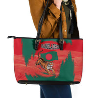 Bangladesh Flag Leather Tote Bag with Royal Bengal Tiger Design