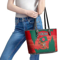 Bangladesh Flag Leather Tote Bag with Royal Bengal Tiger Design