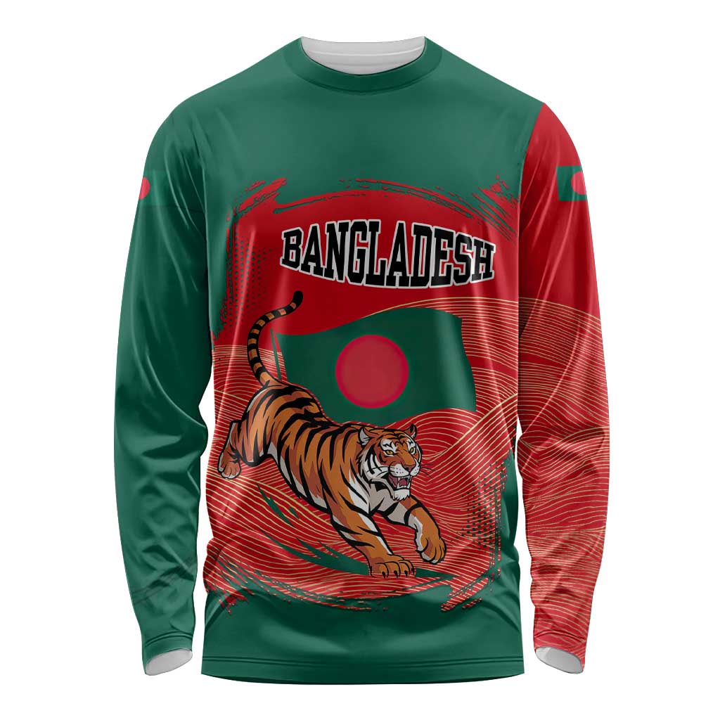 Bangladesh Flag Long Sleeve Shirt with Royal Bengal Tiger Design