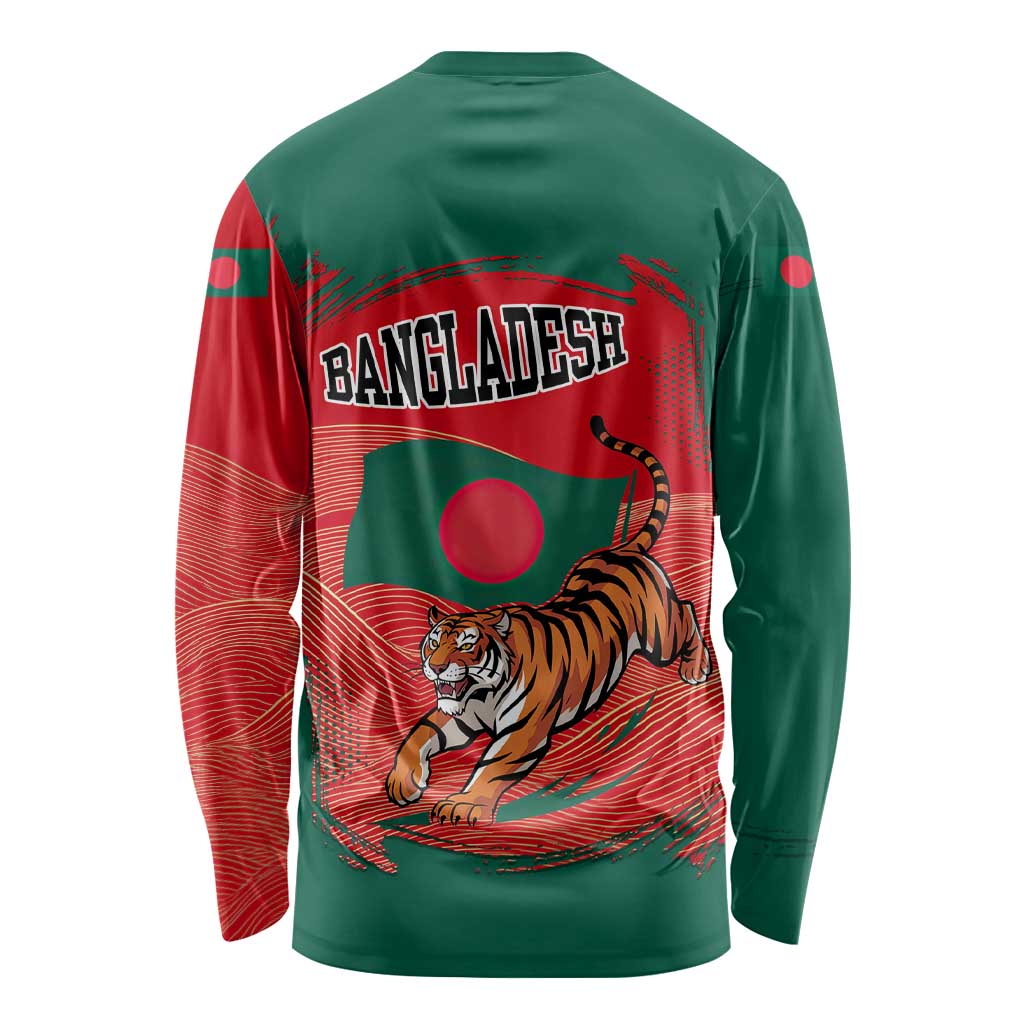 Bangladesh Flag Long Sleeve Shirt with Royal Bengal Tiger Design