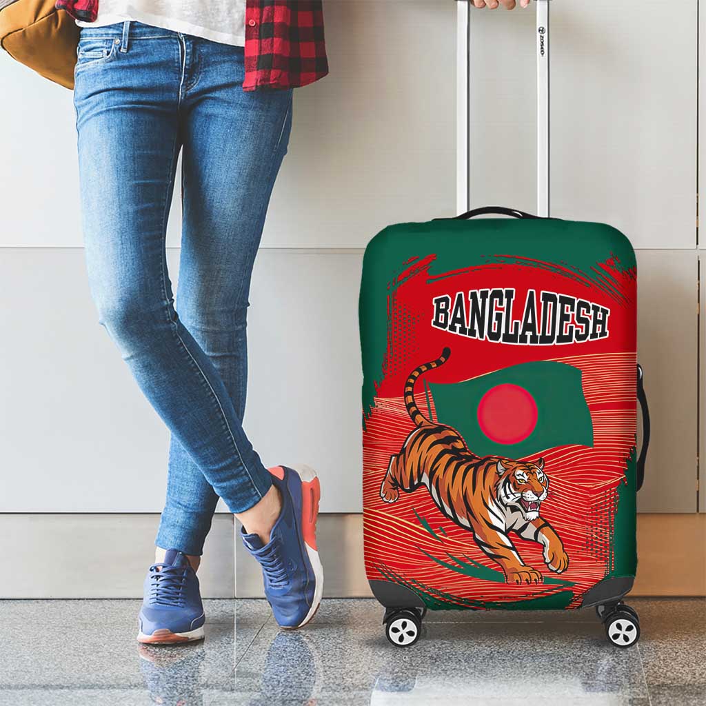 Bangladesh Flag Luggage Cover with Royal Bengal Tiger Design