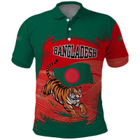 Bangladesh Flag Polo Shirt with Royal Bengal Tiger Design
