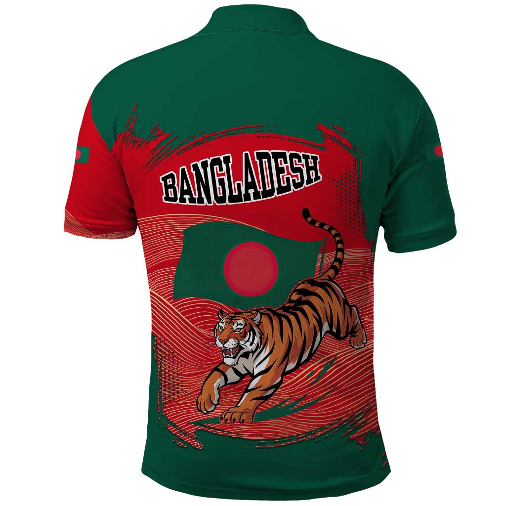 Bangladesh Flag Polo Shirt with Royal Bengal Tiger Design