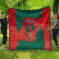 Bangladesh Flag Quilt with Royal Bengal Tiger Design
