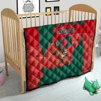 Bangladesh Flag Quilt with Royal Bengal Tiger Design