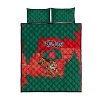 Bangladesh Flag Quilt Bed Set with Royal Bengal Tiger Design
