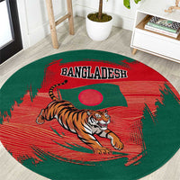 Bangladesh Flag Round Carpet with Royal Bengal Tiger Design
