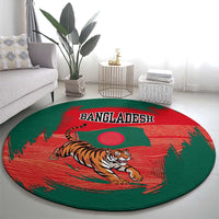 Bangladesh Flag Round Carpet with Royal Bengal Tiger Design