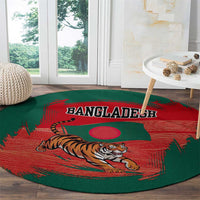 Bangladesh Flag Round Carpet with Royal Bengal Tiger Design