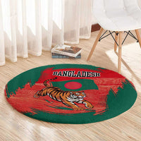 Bangladesh Flag Round Carpet with Royal Bengal Tiger Design
