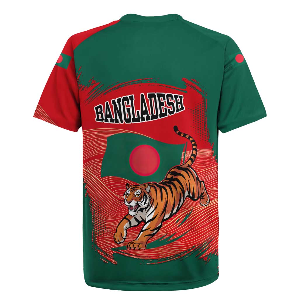 Bangladesh Flag Rugby Jersey with Royal Bengal Tiger Design
