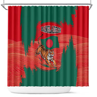 Bangladesh Flag Shower Curtain with Royal Bengal Tiger Design