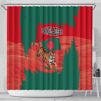 Bangladesh Flag Shower Curtain with Royal Bengal Tiger Design