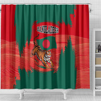 Bangladesh Flag Shower Curtain with Royal Bengal Tiger Design
