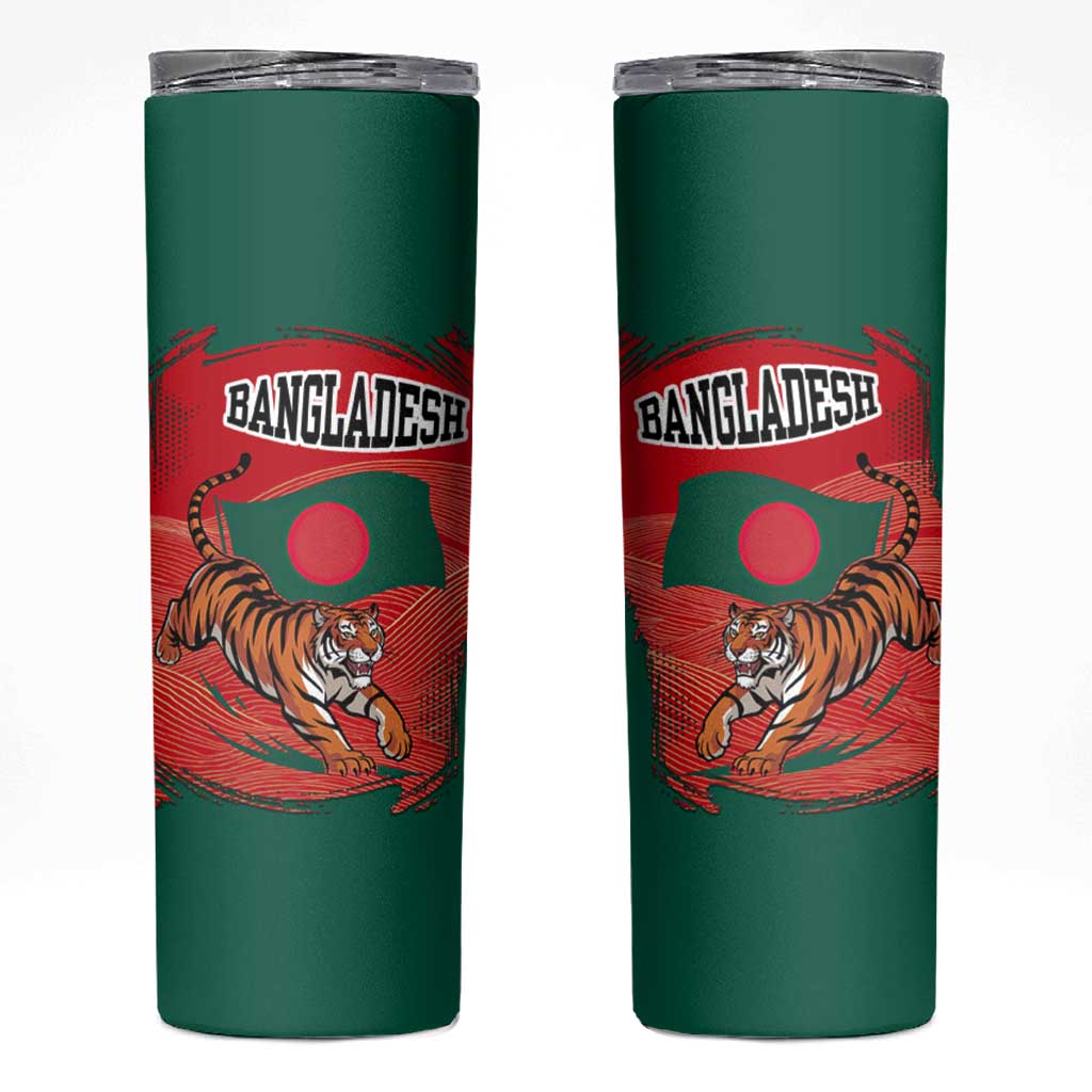 Bangladesh Flag Skinny Tumbler with Royal Bengal Tiger Design