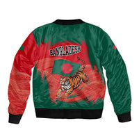 Bangladesh Flag Sleeve Zip Bomber Jacket with Royal Bengal Tiger Design