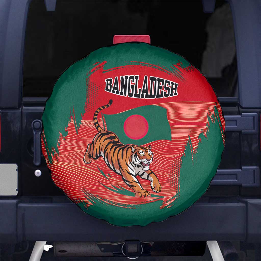Bangladesh Flag Spare Tire Cover with Royal Bengal Tiger Design