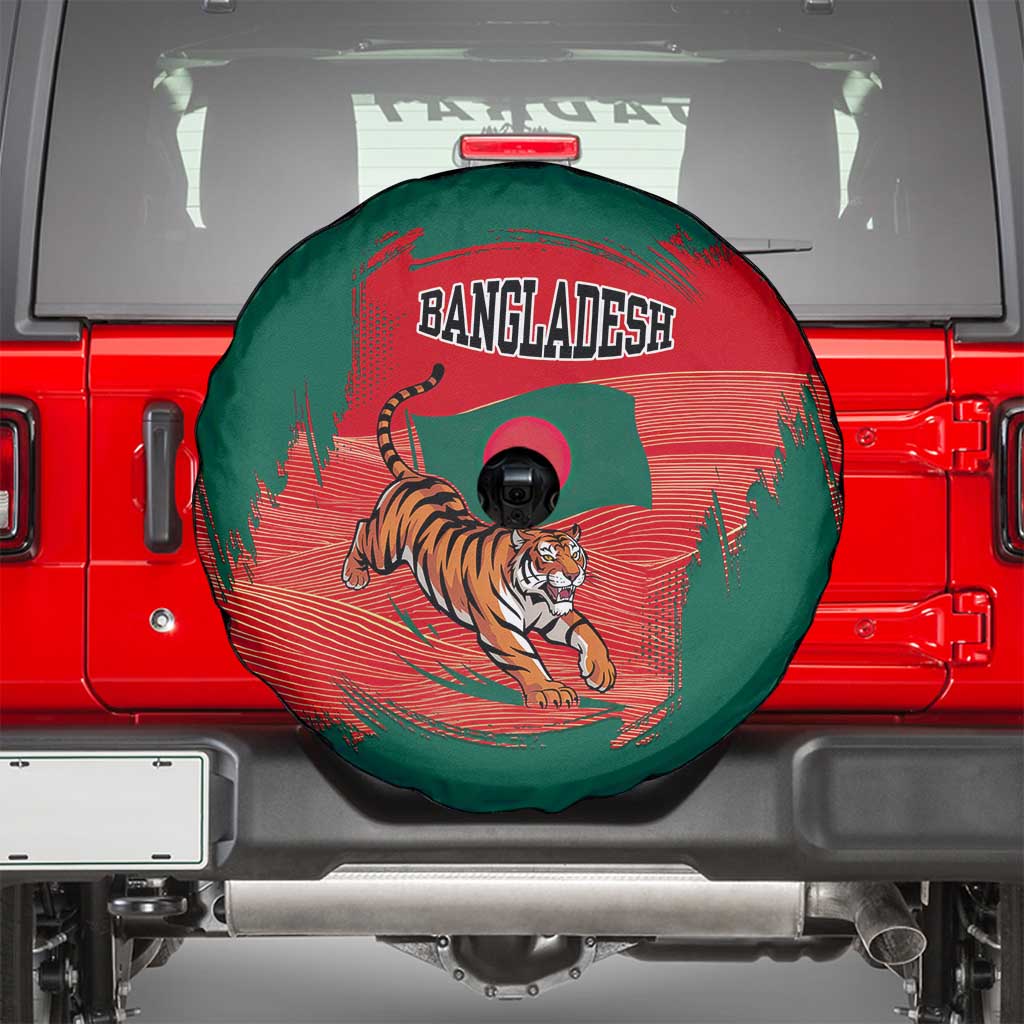 Bangladesh Flag Spare Tire Cover with Royal Bengal Tiger Design