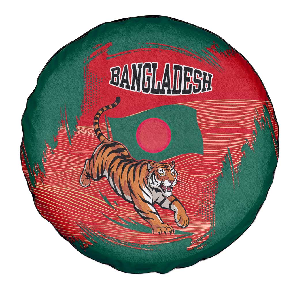 Bangladesh Flag Spare Tire Cover with Royal Bengal Tiger Design