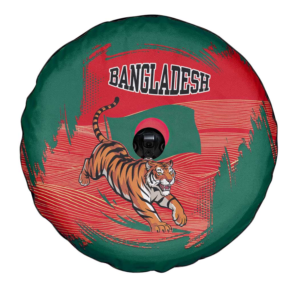 Bangladesh Flag Spare Tire Cover with Royal Bengal Tiger Design