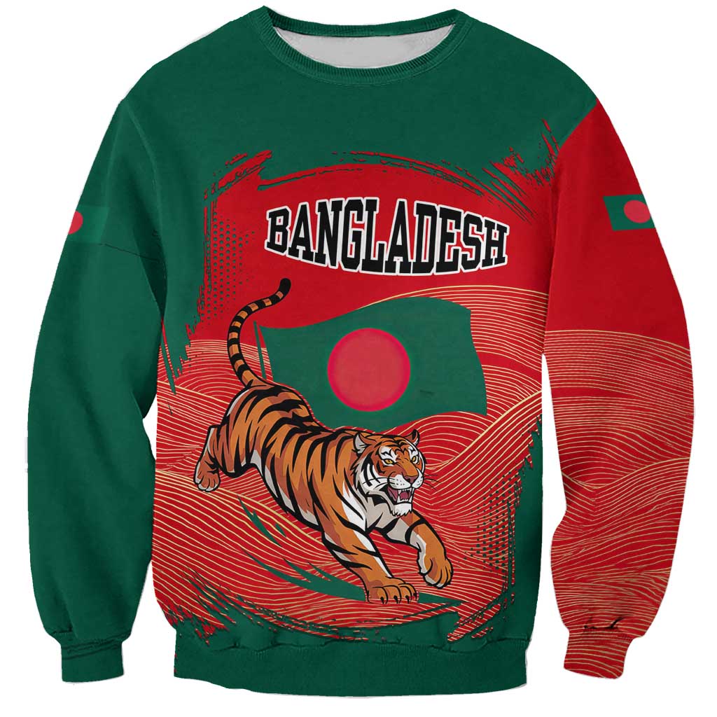 Bangladesh Flag Sweatshirt with Royal Bengal Tiger Design