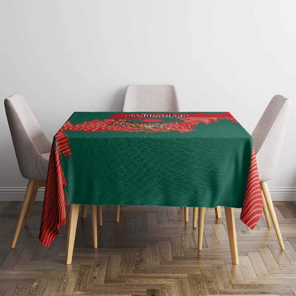 Bangladesh Flag Tablecloth with Royal Bengal Tiger Design