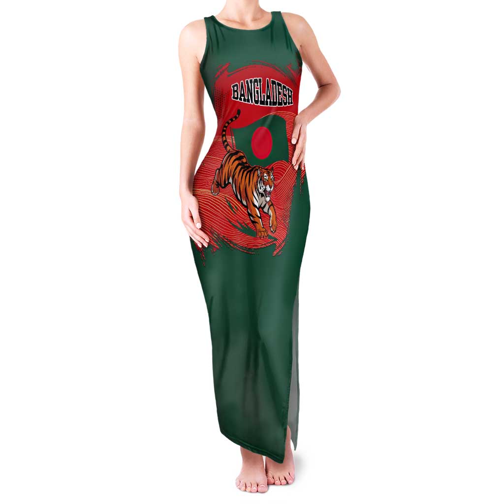 Bangladesh Flag Tank Maxi Dress with Royal Bengal Tiger Design