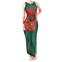 Bangladesh Flag Tank Maxi Dress with Royal Bengal Tiger Design