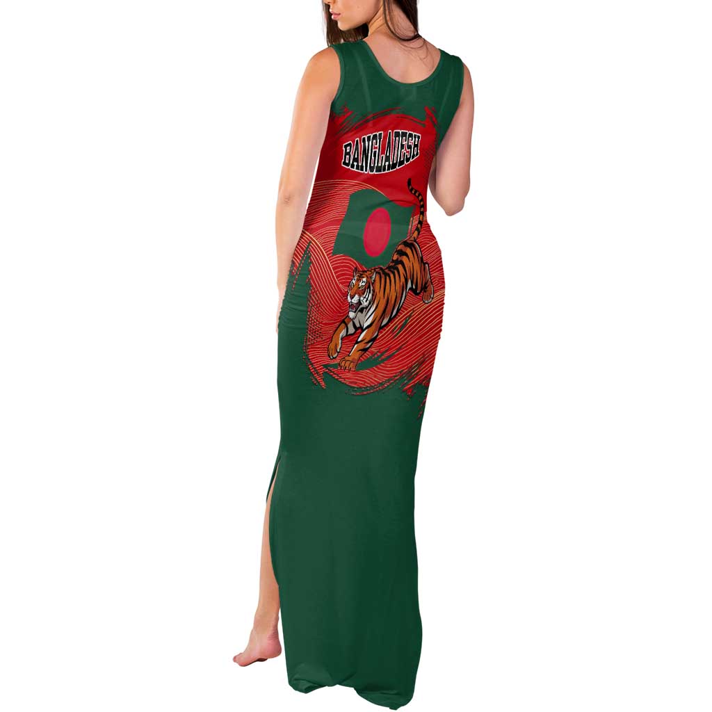 Bangladesh Flag Tank Maxi Dress with Royal Bengal Tiger Design