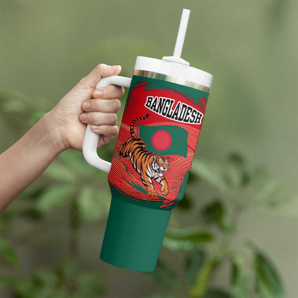 Bangladesh Flag Tumbler With Handle with Royal Bengal Tiger Design