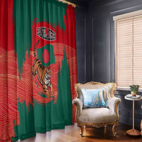 Bangladesh Flag Window Curtain with Royal Bengal Tiger Design