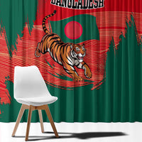 Bangladesh Flag Window Curtain with Royal Bengal Tiger Design