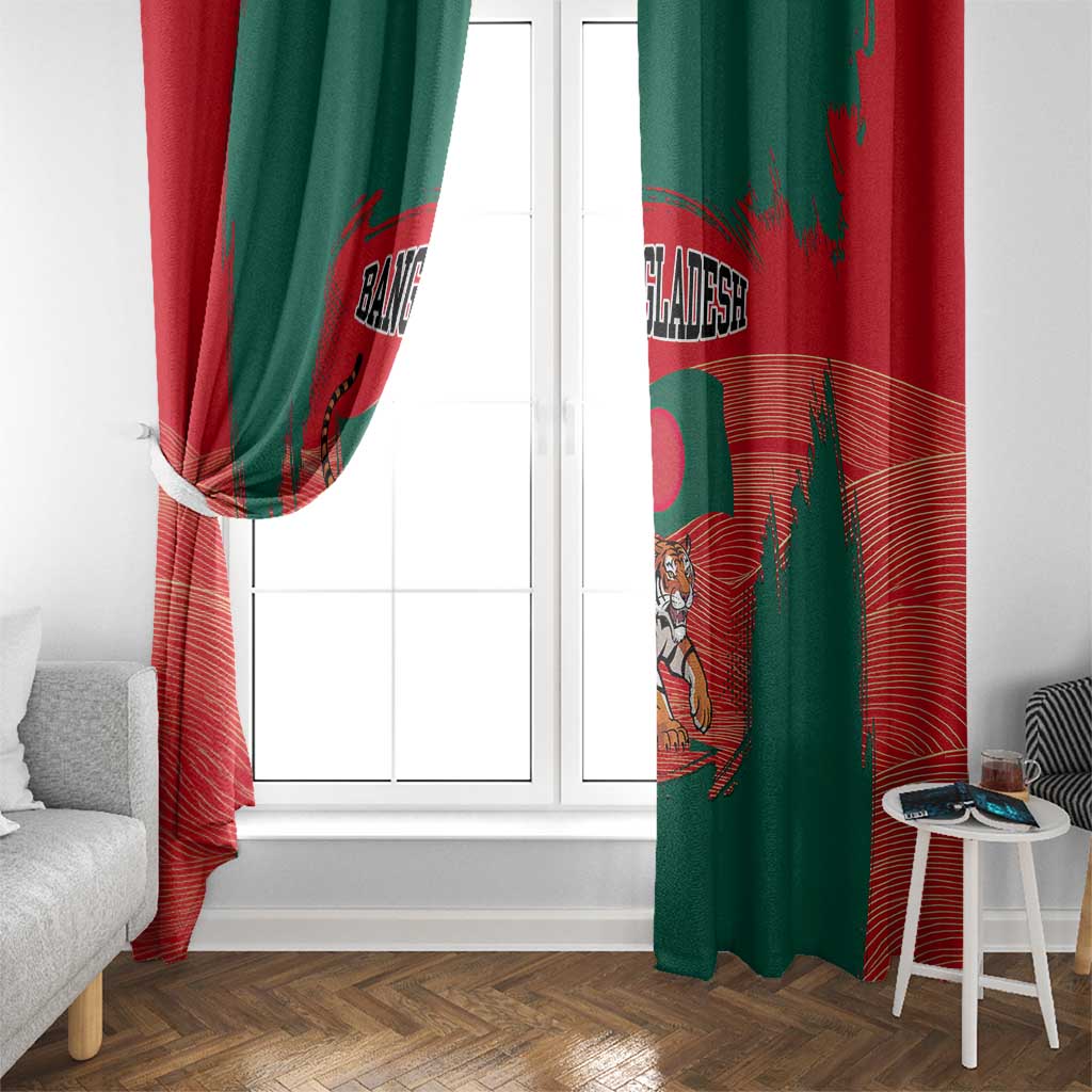 Bangladesh Flag Window Curtain with Royal Bengal Tiger Design