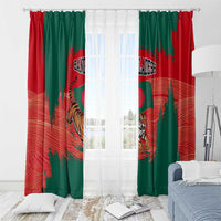 Bangladesh Flag Window Curtain with Royal Bengal Tiger Design