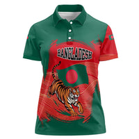 Bangladesh Flag Women Polo Shirt with Royal Bengal Tiger Design
