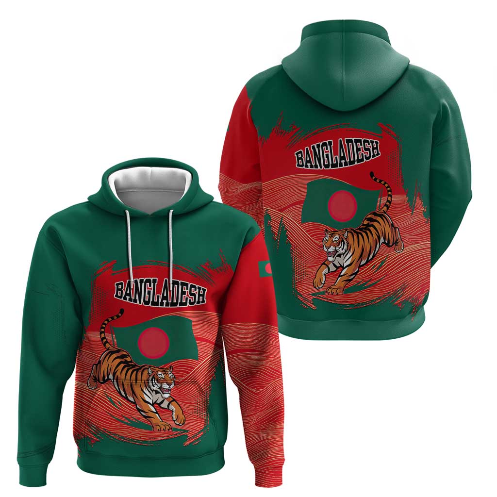 Bangladesh Flag Zip Hoodie with Royal Bengal Tiger Design