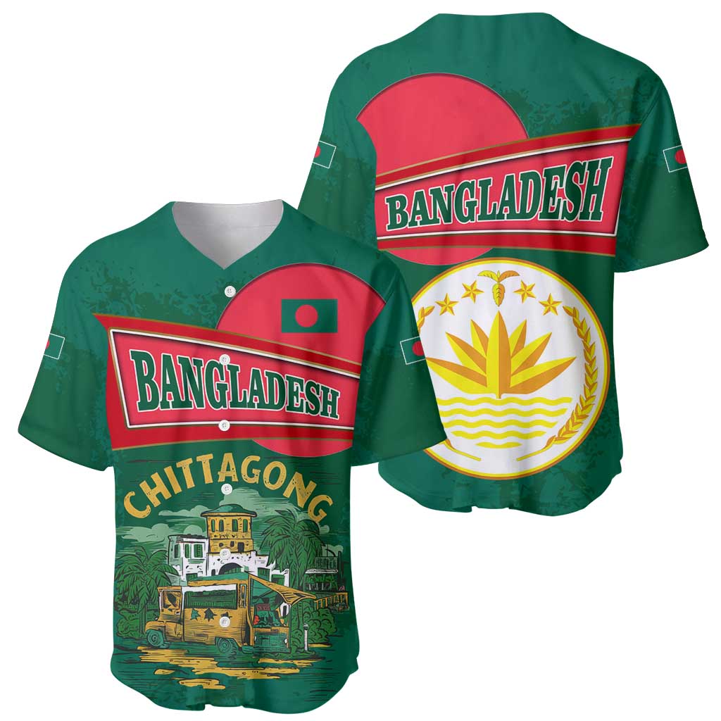 Bangladesh Chittagong Heritage Baseball Jersey with National Emblem and Flag