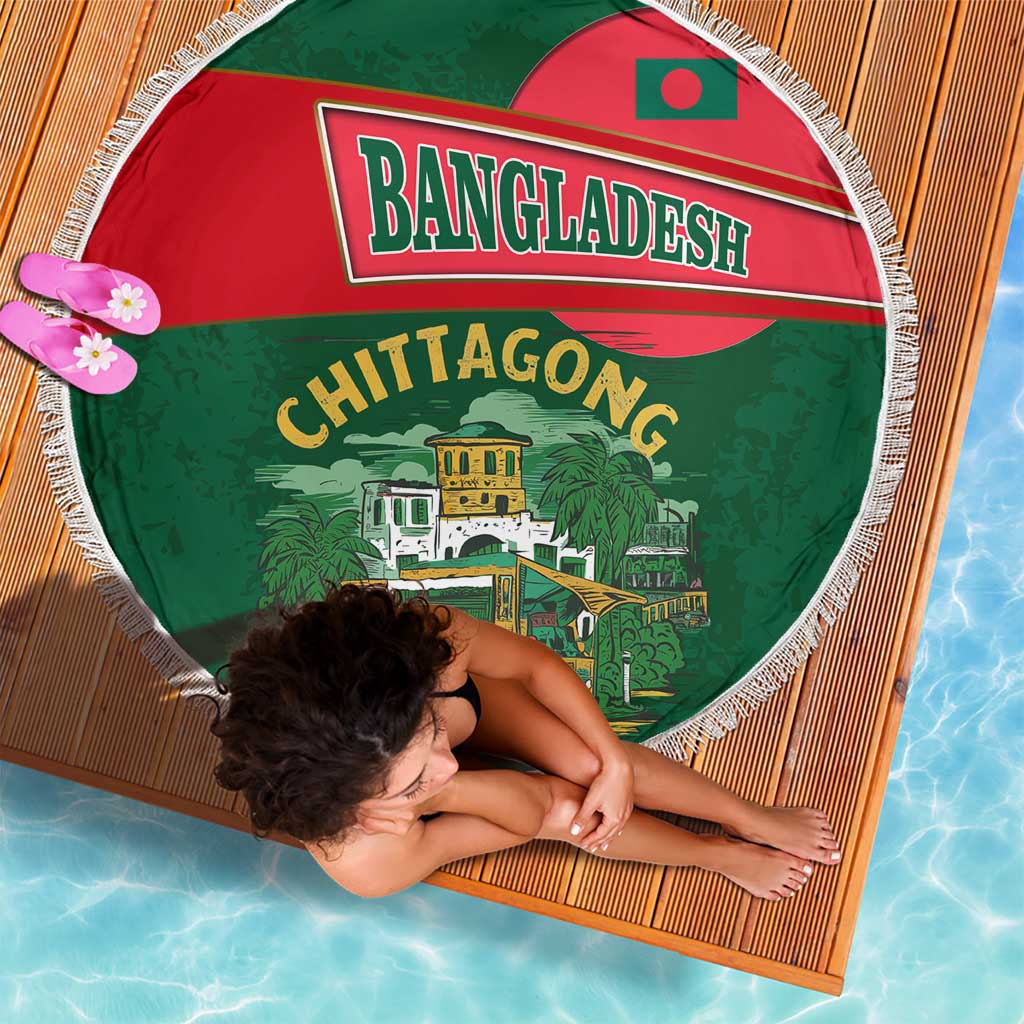 Bangladesh Chittagong Heritage Beach Blanket with National Emblem and Flag