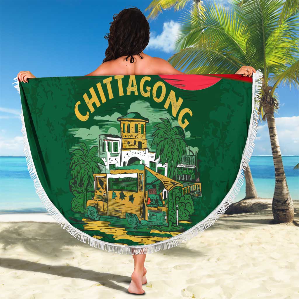 Bangladesh Chittagong Heritage Beach Blanket with National Emblem and Flag