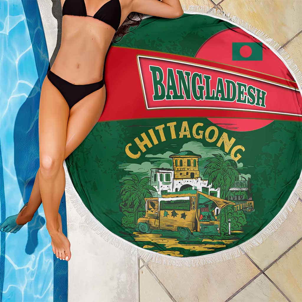 Bangladesh Chittagong Heritage Beach Blanket with National Emblem and Flag