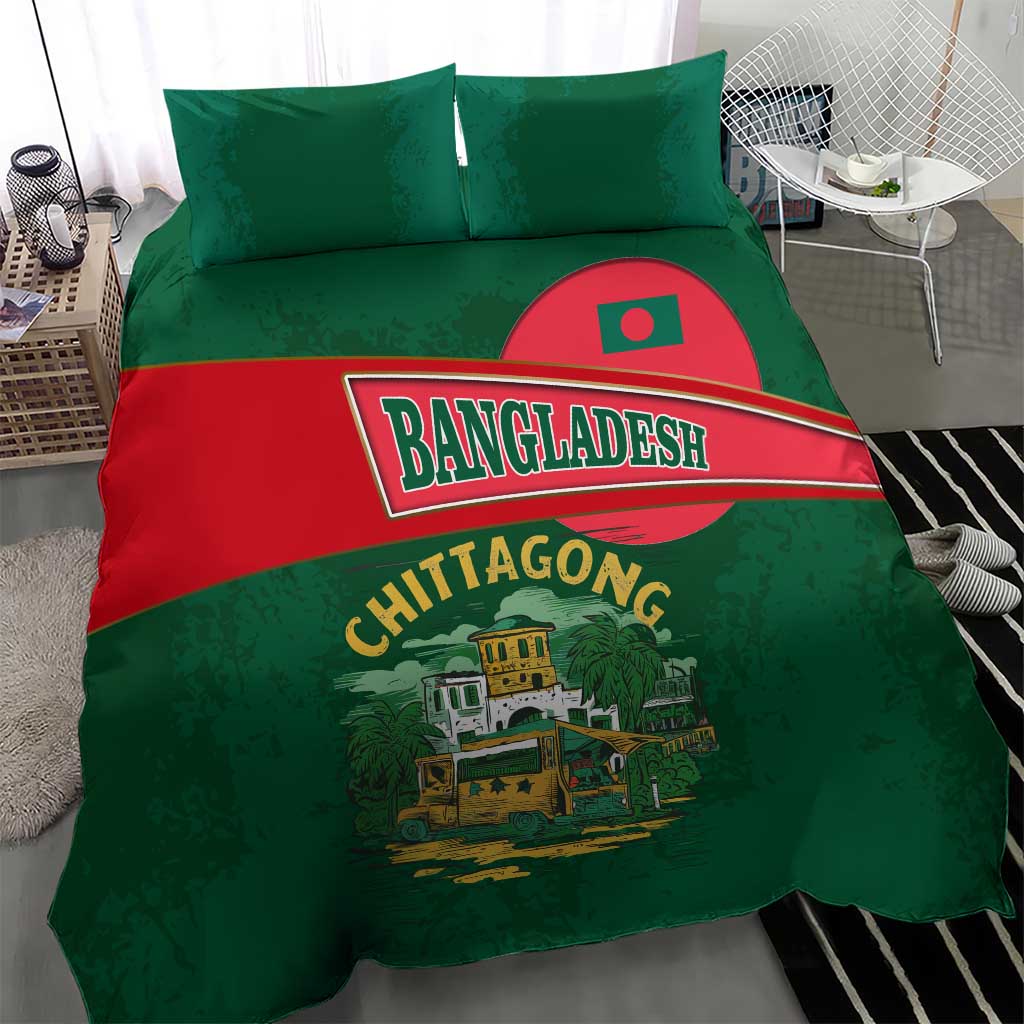Bangladesh Chittagong Heritage Bedding Set with National Emblem and Flag