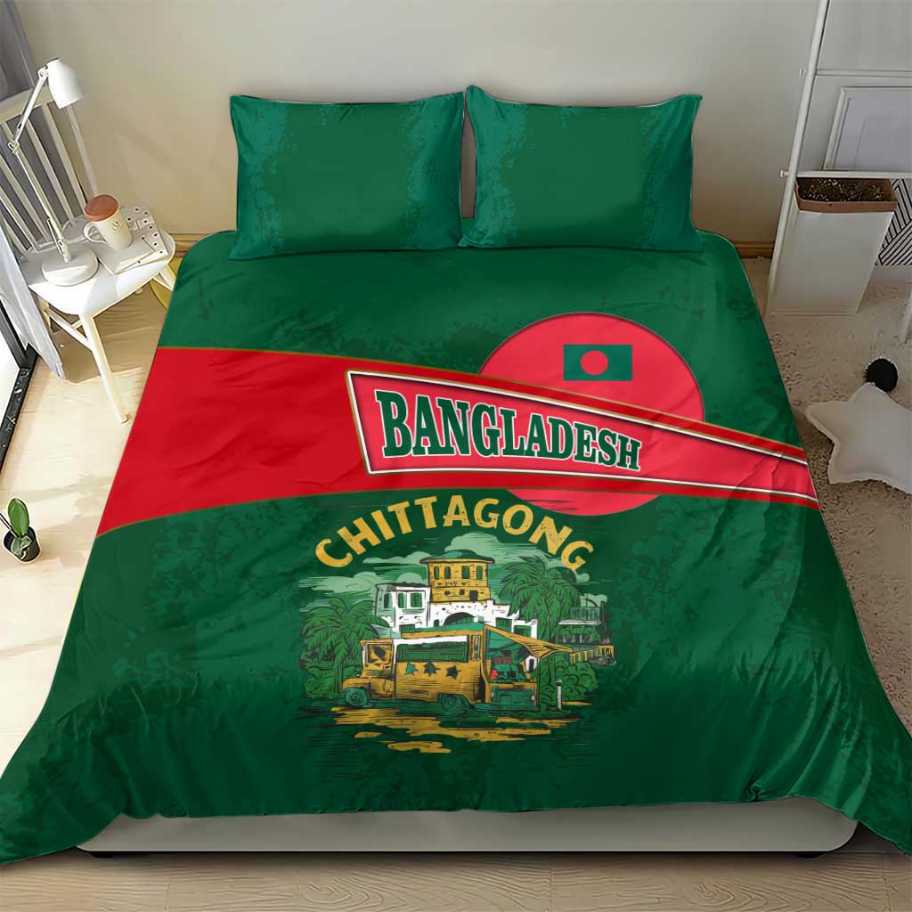 Bangladesh Chittagong Heritage Bedding Set with National Emblem and Flag