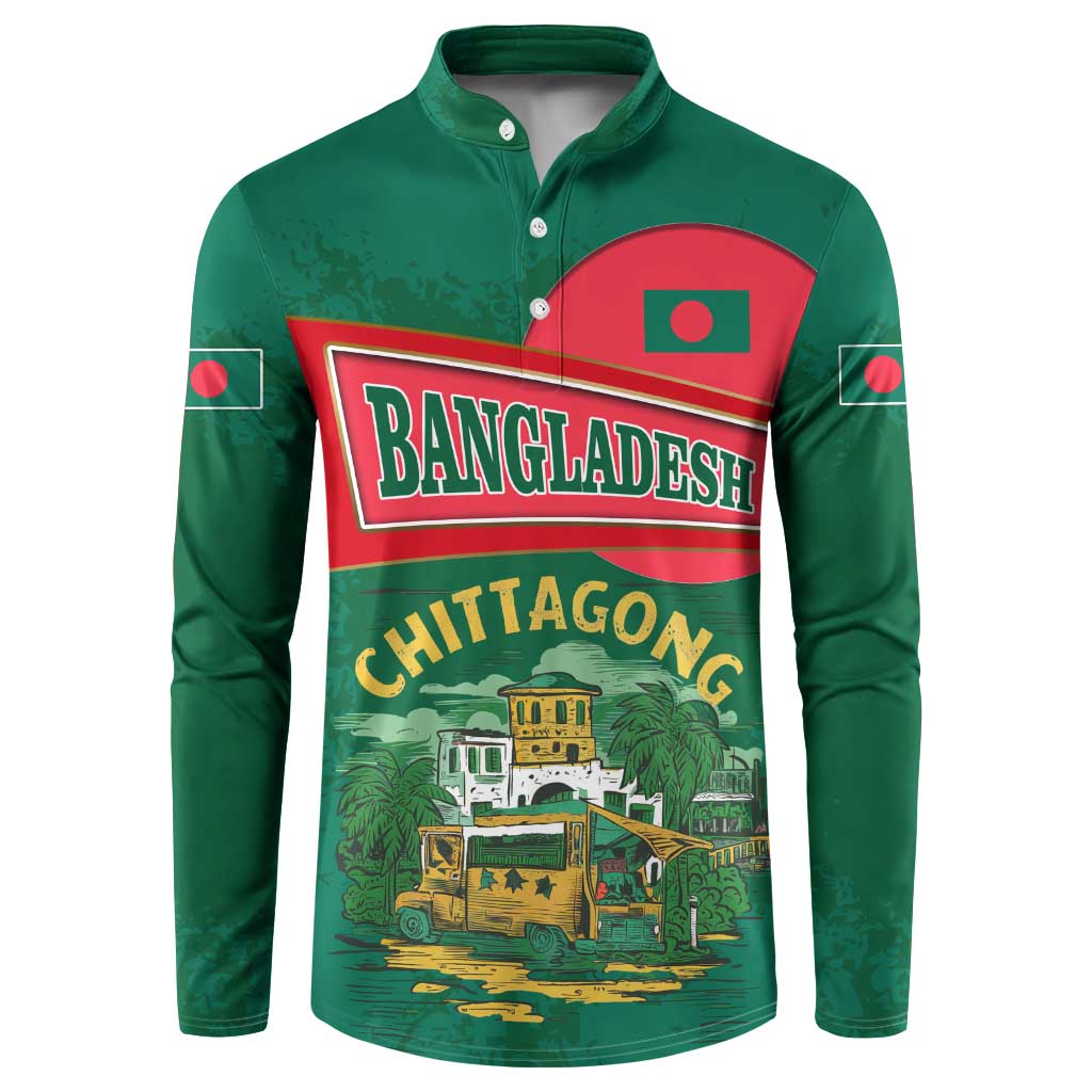 Bangladesh Chittagong Heritage Button Sweatshirt with National Emblem and Flag