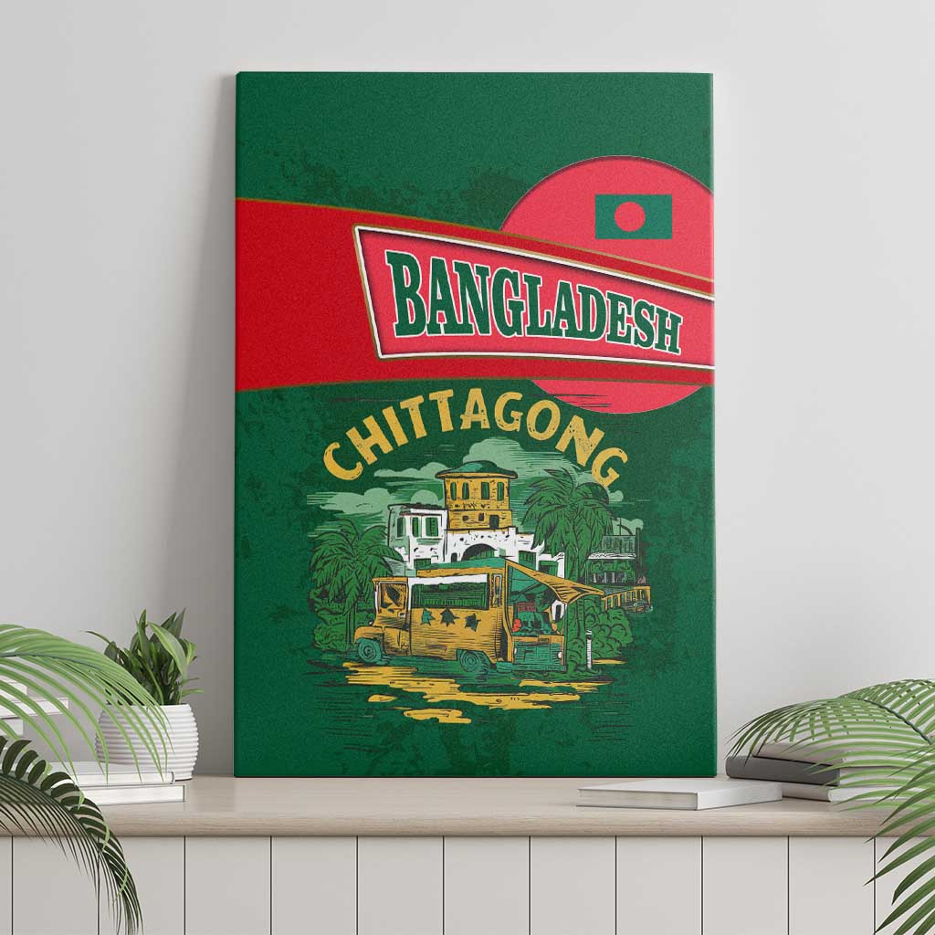 Bangladesh Chittagong Heritage Canvas Wall Art with National Emblem and Flag