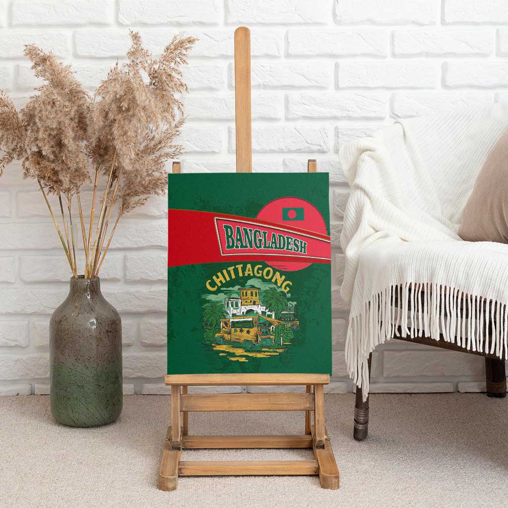 Bangladesh Chittagong Heritage Canvas Wall Art with National Emblem and Flag
