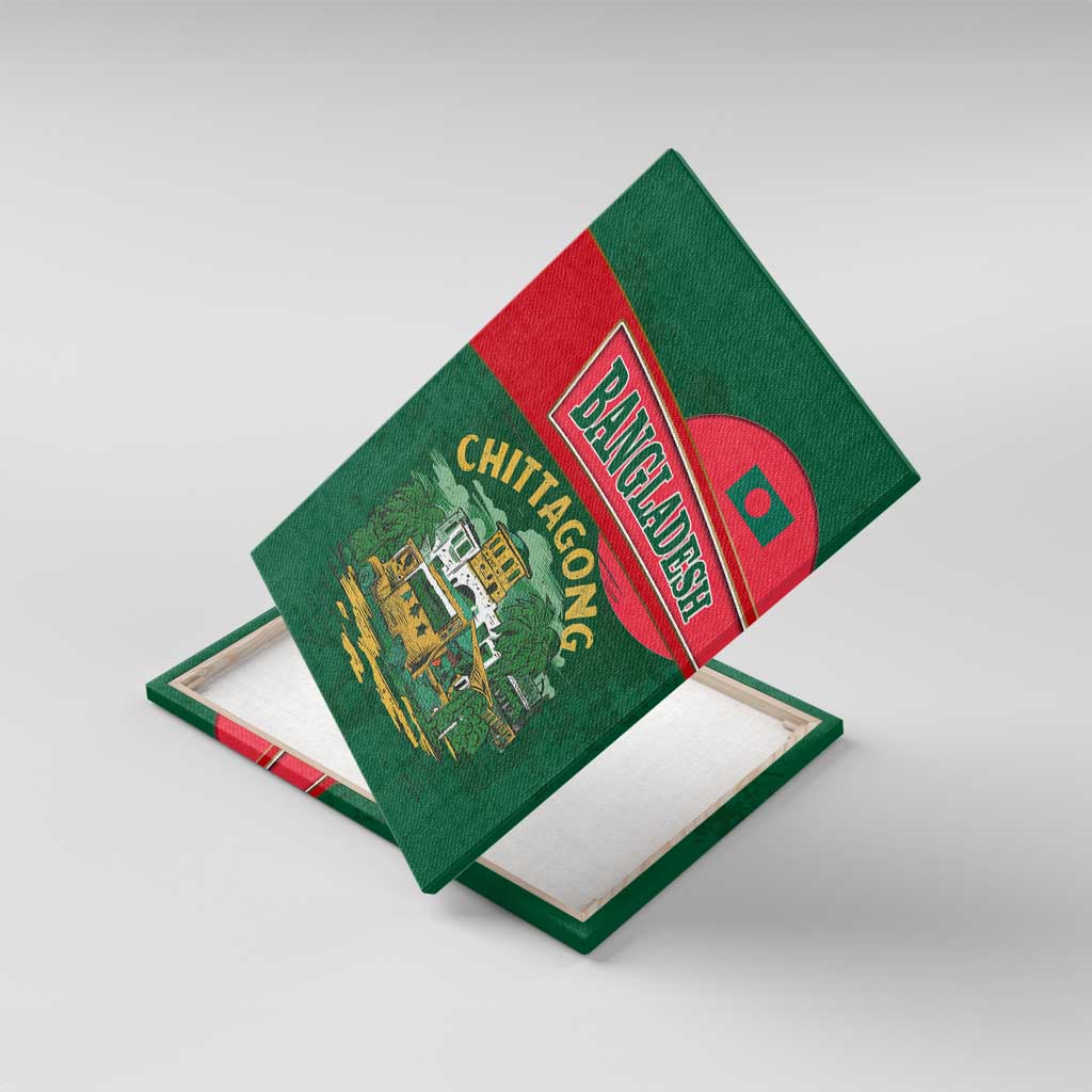 Bangladesh Chittagong Heritage Canvas Wall Art with National Emblem and Flag