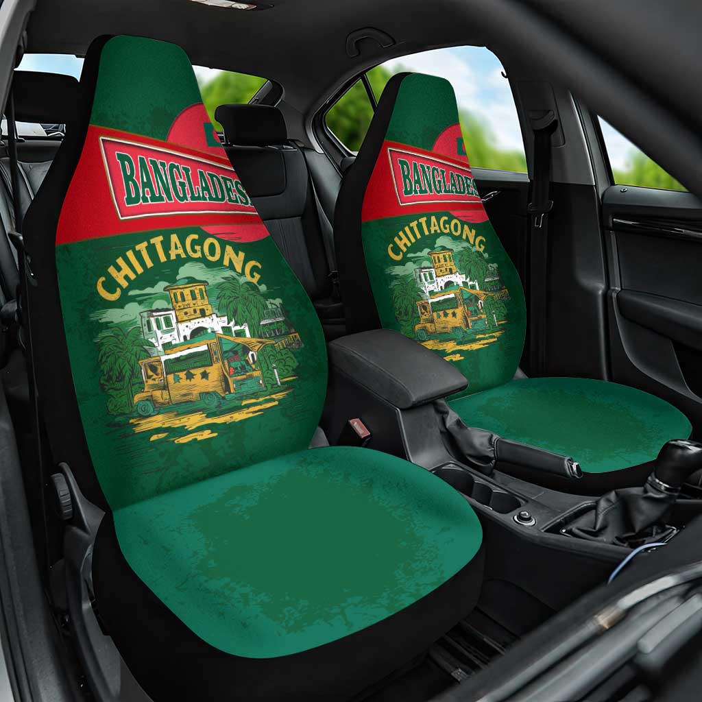 Bangladesh Chittagong Heritage Car Seat Cover with National Emblem and Flag