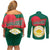 Bangladesh Chittagong Heritage Couples Matching Off Shoulder Short Dress and Long Sleeve Button Shirt with National Emblem and Flag