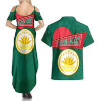 Bangladesh Chittagong Heritage Couples Matching Summer Maxi Dress and Hawaiian Shirt with National Emblem and Flag
